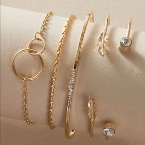 Rhinestone 5 Piece Cuff Bracelet Set